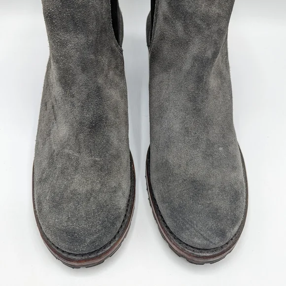 Frye Silver Gray Ankle Booties with Chunky Heel - Picture 3 of 10